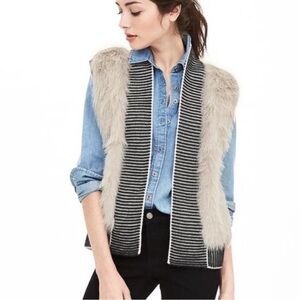 Banana Republic Faux Fur Open Sweater Vest
